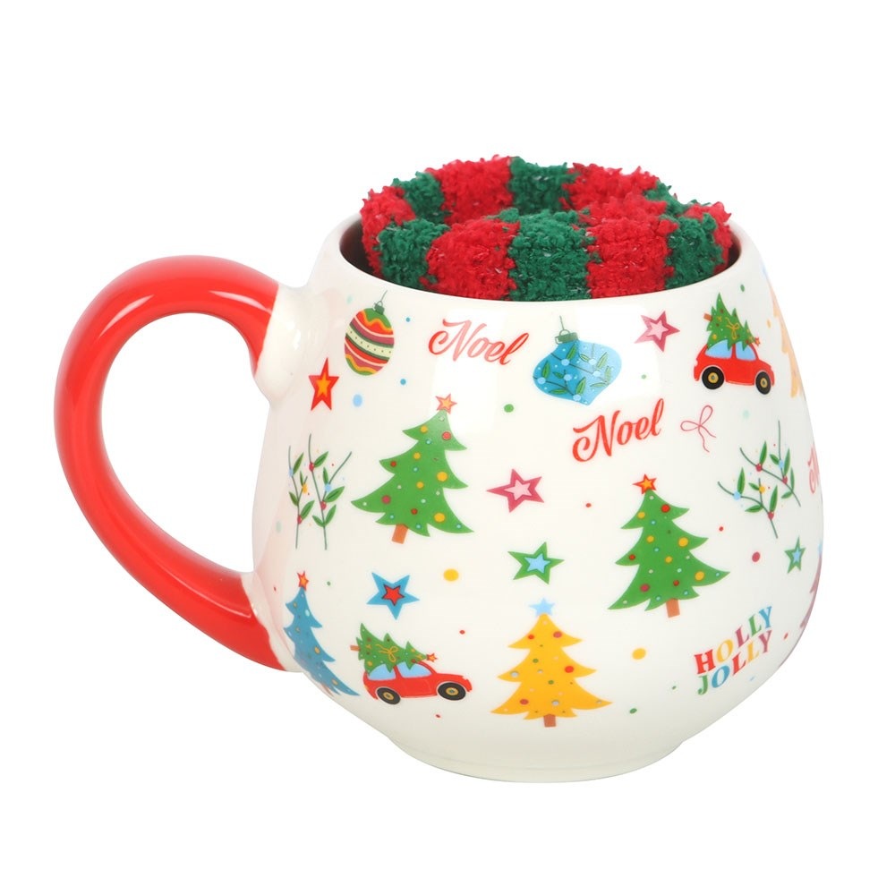 Something Different - Nostalgic Christmas Print Mug & Socks Set - Multicolours